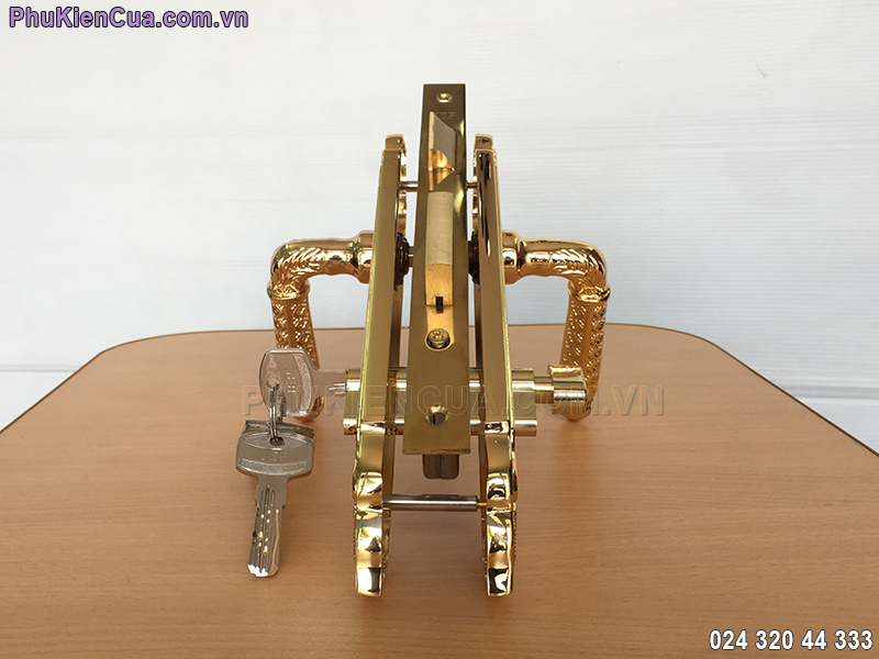 Khóa tay gạt cửa gỗ mạ vàng JP-801-24K - ảnh 5